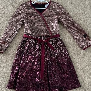 Girls red sequin wrap dress size 8